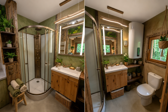 Salle d'eau Tiny House déco nature